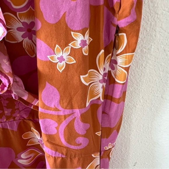 Warm Size 3 (L) Midi Floral Tiered Maxi Dress Bright Pink Lavender Orang… - Picture 11 of 12